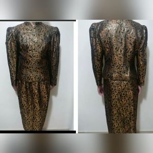 🇨🇦 Vintage Guy Laroche Brocade Skirt Suit size 10 US